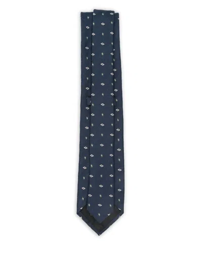 Brioni Diamond-pattern Tie In Blue