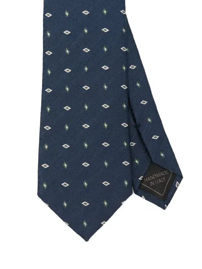 Brioni Diamond-pattern Tie In Blue