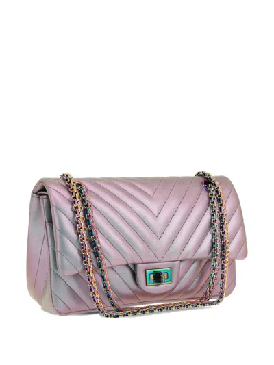 Pre-owned Chanel 2018s 2.55 Chevron Quilted Shoulder Bag In Purple