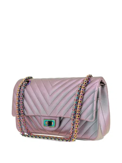 Pre-owned Chanel 2018s 2.55 Chevron Quilted Shoulder Bag In Purple