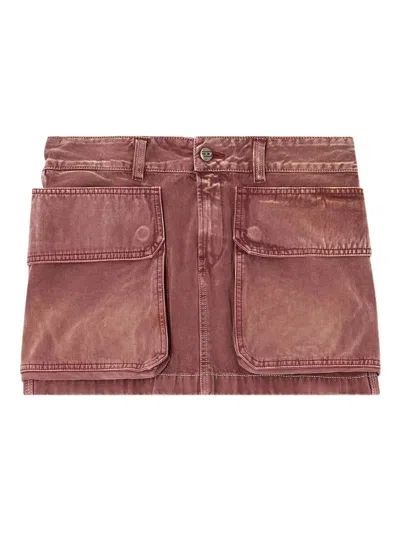 Diesel Denim Miniskirt With Patch Pockets In Pink