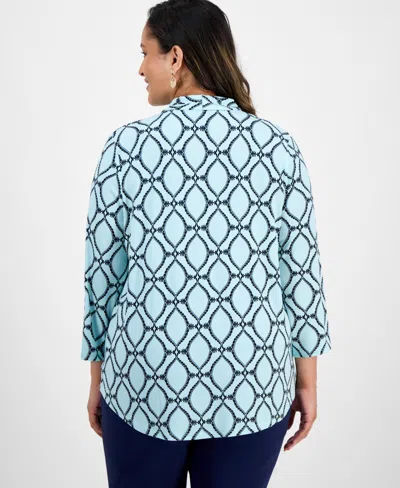 Jm Collection Plus Size Printed V-neck Top, Exclusive At Macy's In Multi