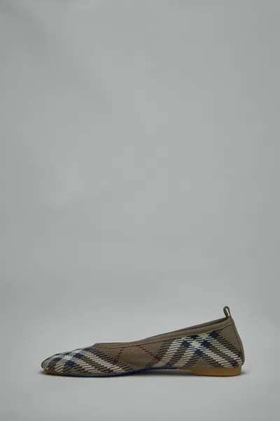 Burberry Checkered Knitted Ballerina Shoes Women In Multi