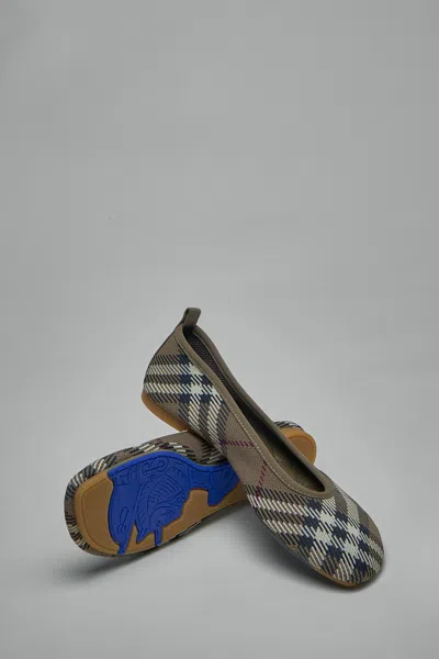 Burberry Checkered Knitted Ballerina Shoes Women In Multi