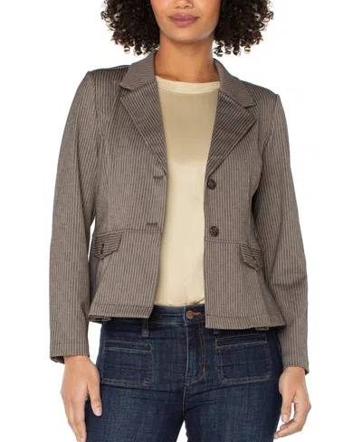 Liverpool Los Angeles Stripe Peplum Blazer In Brown