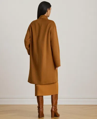 Ralph Lauren Women's Face-dawley Double-breasted Wool-blend Jacket In Brown