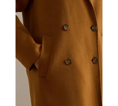 Ralph Lauren Women's Face-dawley Double-breasted Wool-blend Jacket In Brown