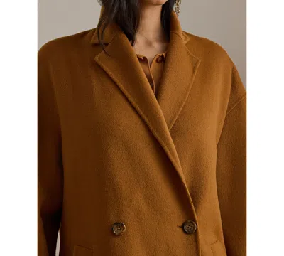 Ralph Lauren Women's Face-dawley Double-breasted Wool-blend Jacket In Brown