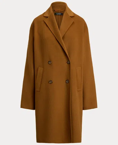 Ralph Lauren Women's Face-dawley Double-breasted Wool-blend Jacket In Brown