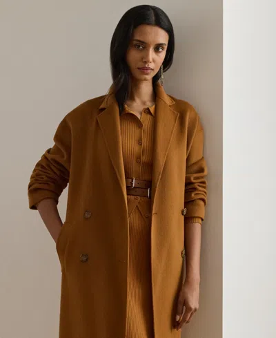 Ralph Lauren Women's Face-dawley Double-breasted Wool-blend Jacket In Brown
