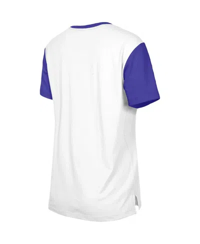 New Era Women's White/purple Minnesota Vikings Third Down Color Block T-shirt In White