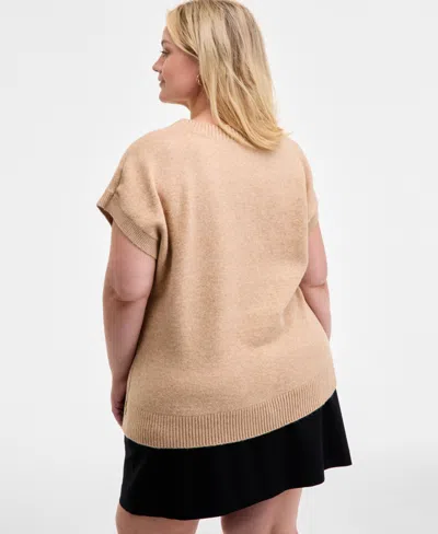 On 34th Trendy Plus V-neck Sweater Vest, Macy's Exclusive In Neutral