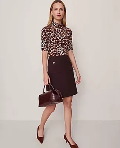 Ann Taylor Petite Animal Print Mock Neck Top