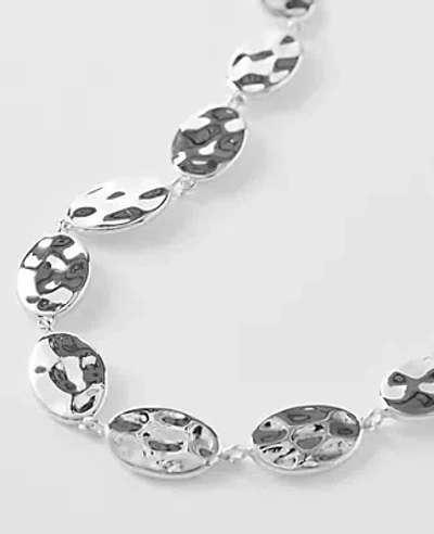 Ann Taylor Textured Metal Disc Necklace In Silver