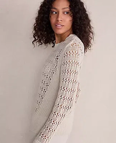 Ann Taylor Haven Well Within Organic Cotton Linen Open Stitch Crewneck Sweater