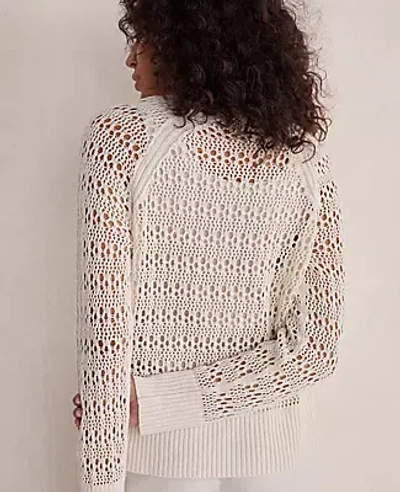 Ann Taylor Haven Well Within Organic Cotton Linen Open Stitch Crewneck Sweater