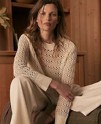 Ann Taylor Haven Well Within Organic Cotton Linen Open Stitch Crewneck Sweater