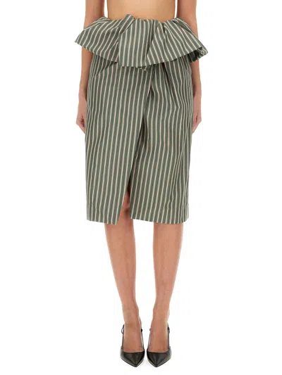 Dries Van Noten High Waist Striped Midi Skirt In Multi