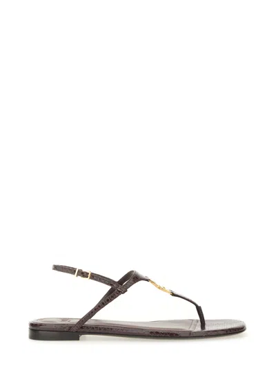 Fendi Ffoldo Python Leather Sandals With Adjustable Ankle Strap In Black