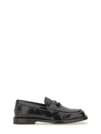 Moschino Classic Penny Loafer With Stacked Heel In Black