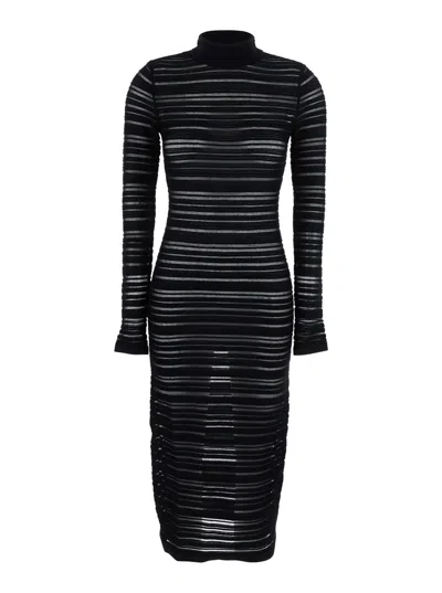 Federica Tosi Abito Midi Viscosa Con Trasparenze Dresses Black In Black