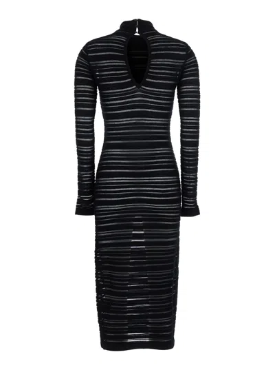 Federica Tosi Abito Midi Viscosa Con Trasparenze Dresses Black In Black