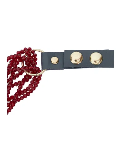 Antonelli Metallic Necklace With Beaded Design And Strap In Fabric And Beads Woman In Silver