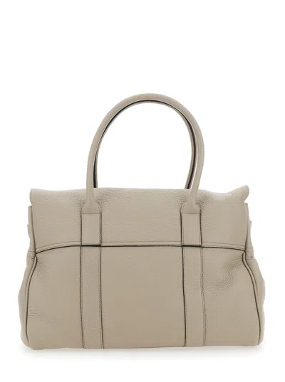 Mulberry Bayswater Beige Shoulder Bag With Postmans Lock In Hammered Leather In Neutral