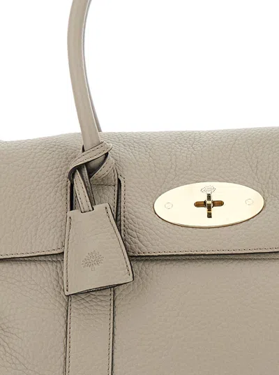 Mulberry Bayswater Beige Shoulder Bag With Postmans Lock In Hammered Leather In Neutral