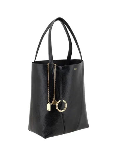 Chloé Chloè Spin Medium Leather Bag In Black