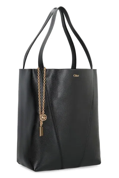 Chloé Chloè Spin Medium Leather Bag In Black