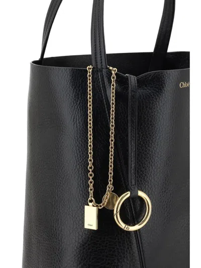 Chloé Chloè Spin Medium Leather Bag In Black