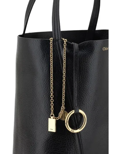 Chloé Chloè Spin Medium Leather Bag In Black