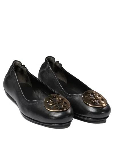 Tory Burch Minnie Travel Ballet With Metal Logo In Black