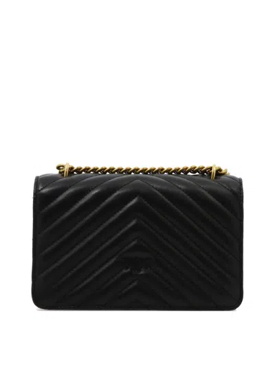 Pinko Love One Mini Matelassé Leather Shoulder Bag In Black