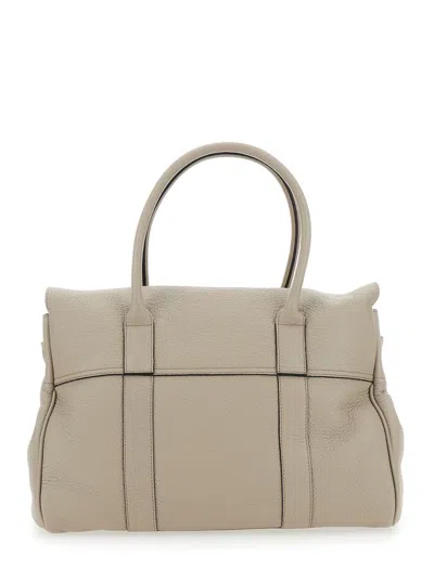 Mulberry Bayswater Beige Shoulder Bag With Postmans Lock In Hammered Leather In Neutral