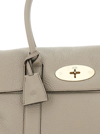 Mulberry Bayswater Beige Shoulder Bag With Postmans Lock In Hammered Leather In Neutral