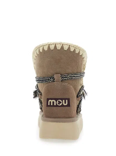 Mou Grey Ankle Boots With Lace Closure And Tassel Detail In Leather Woman In Multi