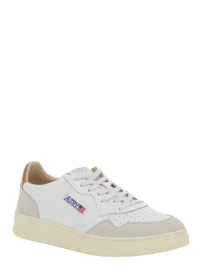 Autry Low-top Sneakers With Suede Inserts And Contrasting Heel In White