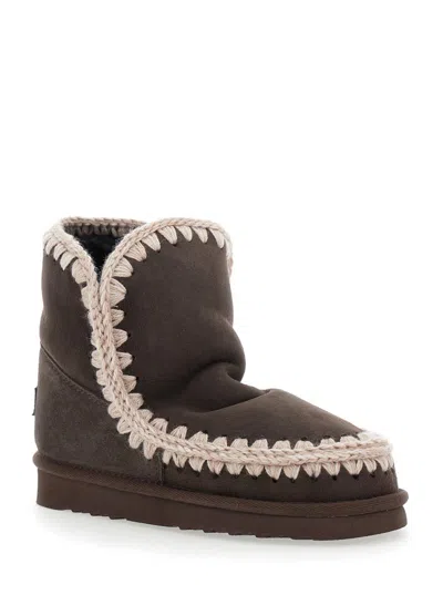 Mou Eskimo 24 Low Heels Ankle Boots In Brown
