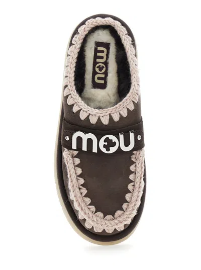 Mou Bounce Clog Slipper-mule In Brown Suede In Brown