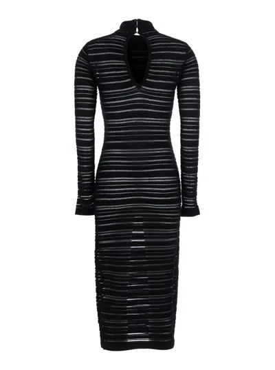 Federica Tosi Abito Midi Viscosa Con Trasparenze Dresses Black In Black