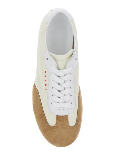 Marni Softy Soccer Suede-detail Leather Sneakers In White