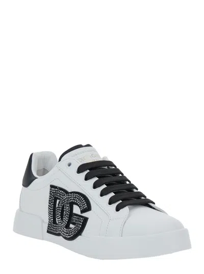Dolce & Gabbana Calfskin Portofino Light Strobel Sneakers In White