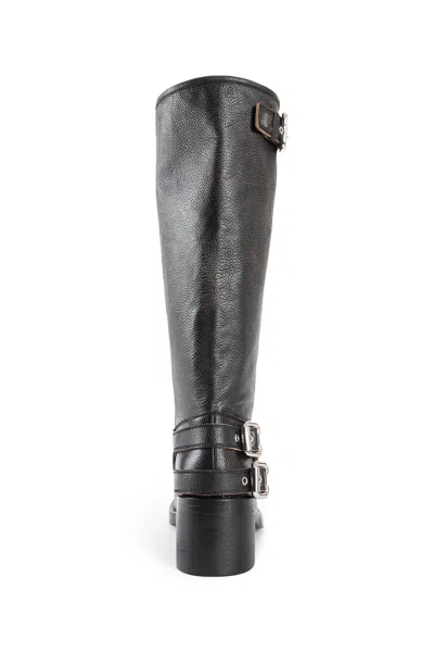 Chloé Dakota Burnished Leather Knee-high Moto Boots In Black