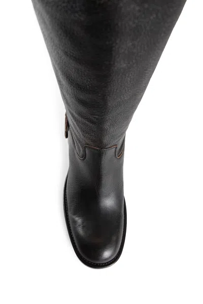 Chloé Dakota Burnished Leather Knee-high Moto Boots In Black