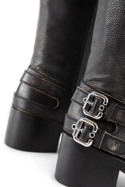 Chloé Dakota Burnished Leather Knee-high Moto Boots In Black