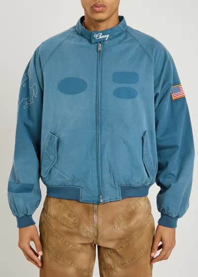 Cherry Los Angeles Logo-appliquéd Embroidered Cotton-twill Jacket In Blue
