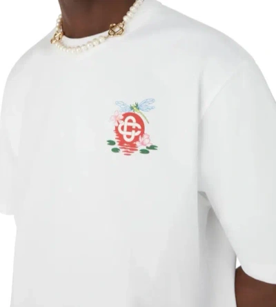 Casablanca Oversized T-shirt With Dragonfly Floral Print In White