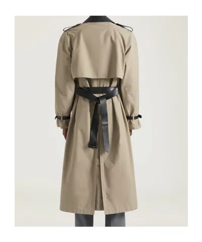 Givenchy Trench-coat In Cotton With Leather Details In Brown